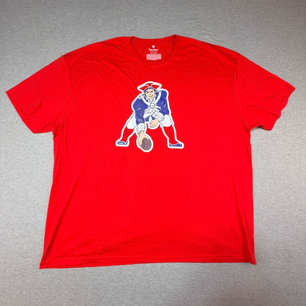 Fanatics Mens New England Patriots Red Throwback Pat Patriot Graphic T-Shirt 4XL